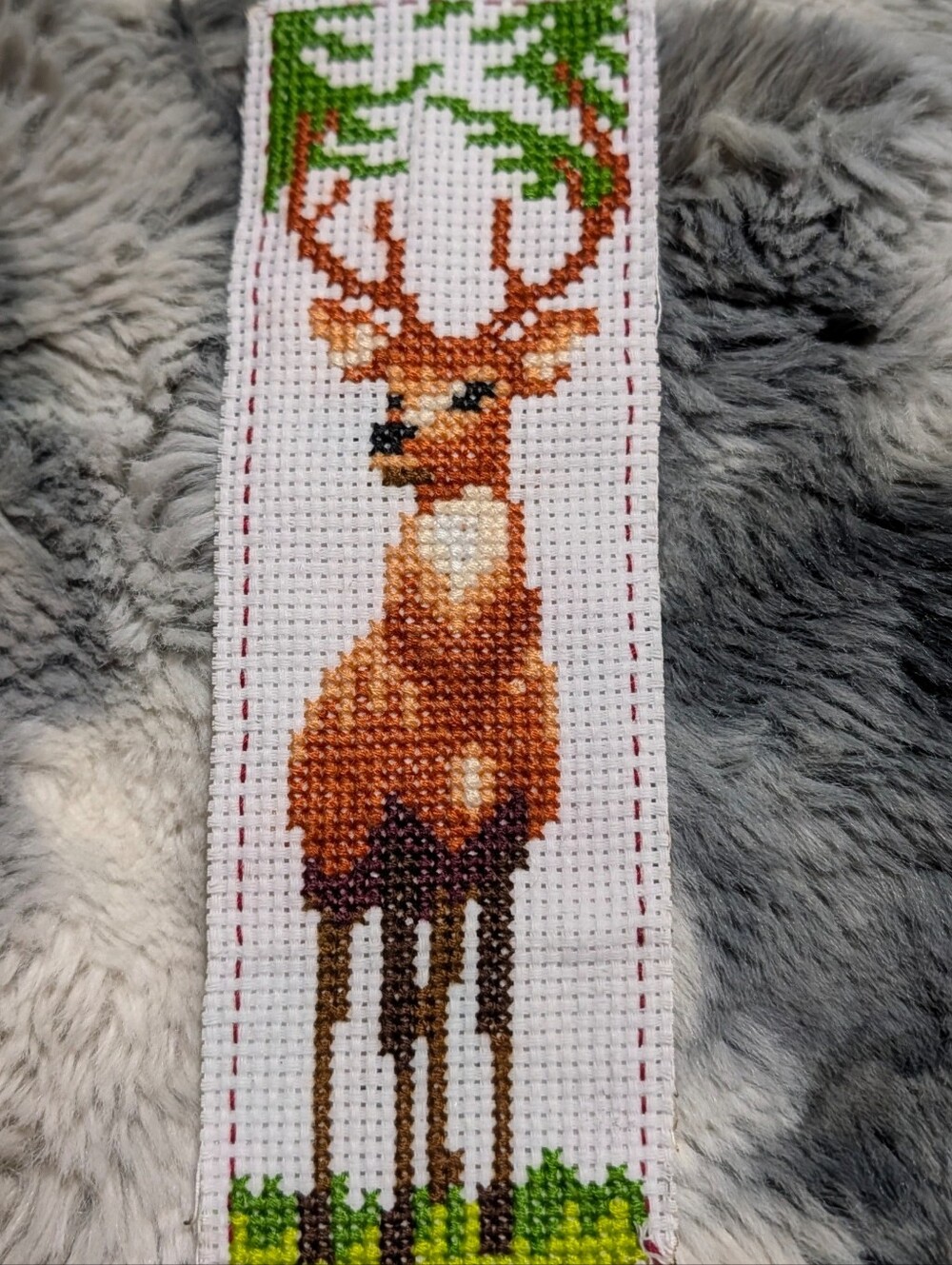 Handmade Cross-Stitch Deer Bookmark